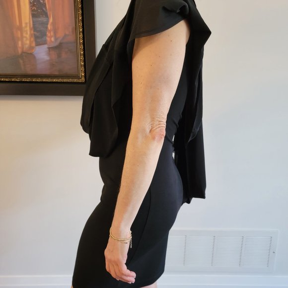 Black Alice + Olivia Dress with attached Shawl - M - Picture 3 of 4